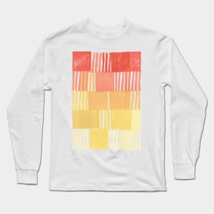 Modernist Block Gradient in Yellow-Red Long Sleeve T-Shirt